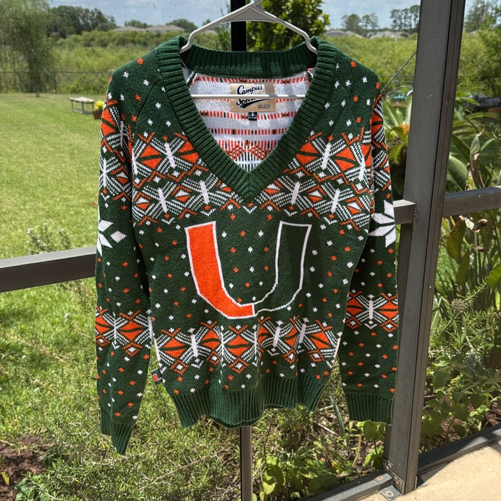 Campus Specialties U Miami hurricanes sweater green/ orange